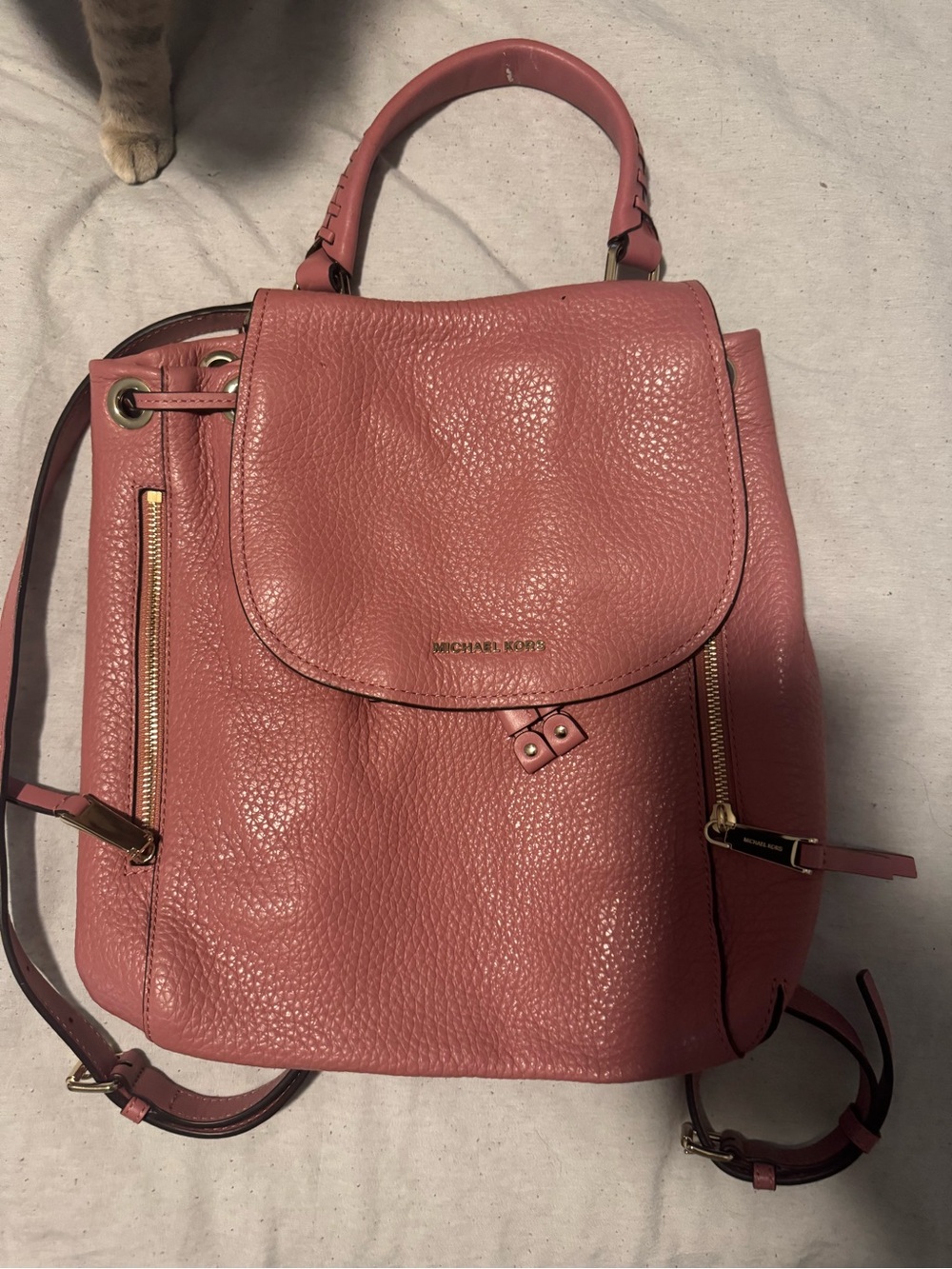 Michael Kors Rose Pink Leather LG Backpack brand new
